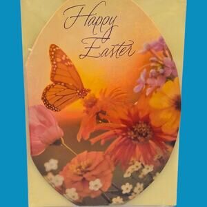 Sealed 8-Pack Vintage Easter Hallmark Egg Shaped Cards Spring Flowers Butterfly